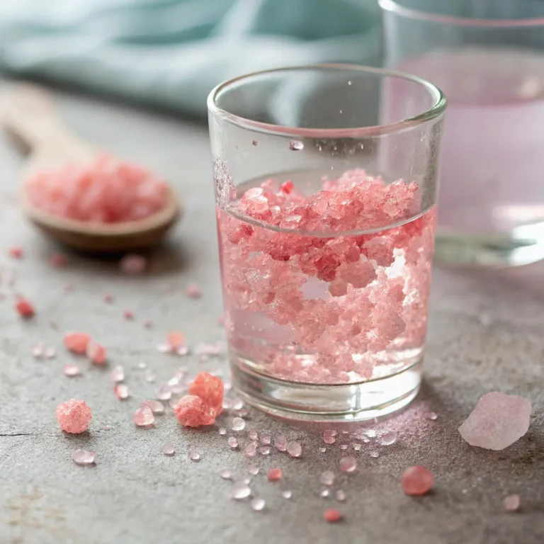 Glass of warm pink salt trick recipe drink