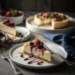 3 ingredient no bake cottage cheese cheesecake 5 Sliced no bake cheesecake served with chocolate drizzle