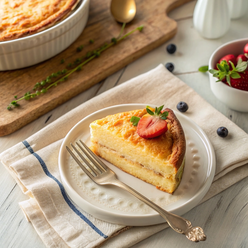 Baked Cottage Cheese Eggs Recipe – Easy, Healthy & Delicious Baked Cottage Cheese Eggs Recipe closeup of baked cottage cheese egg slice