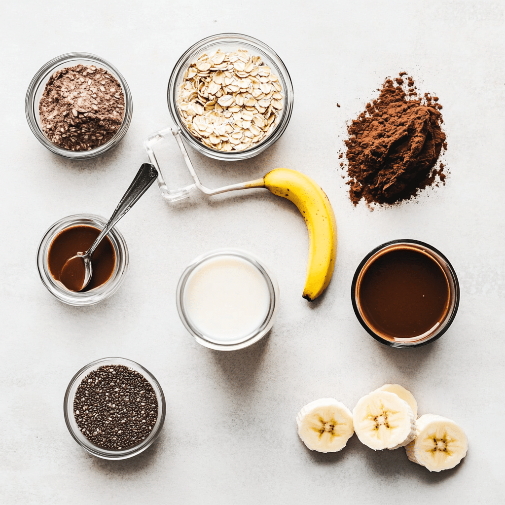 Chocolate Covered Banana Overnight Oats: A Healthy Breakfast That Tastes Like Dessert 6 Ingredients for chocolate covered banana overnight oats