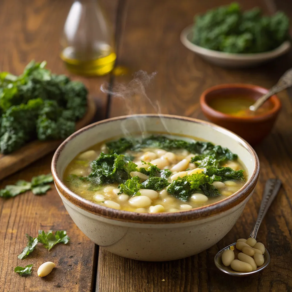 Tuscan white bean soup packed in containers for meal prep