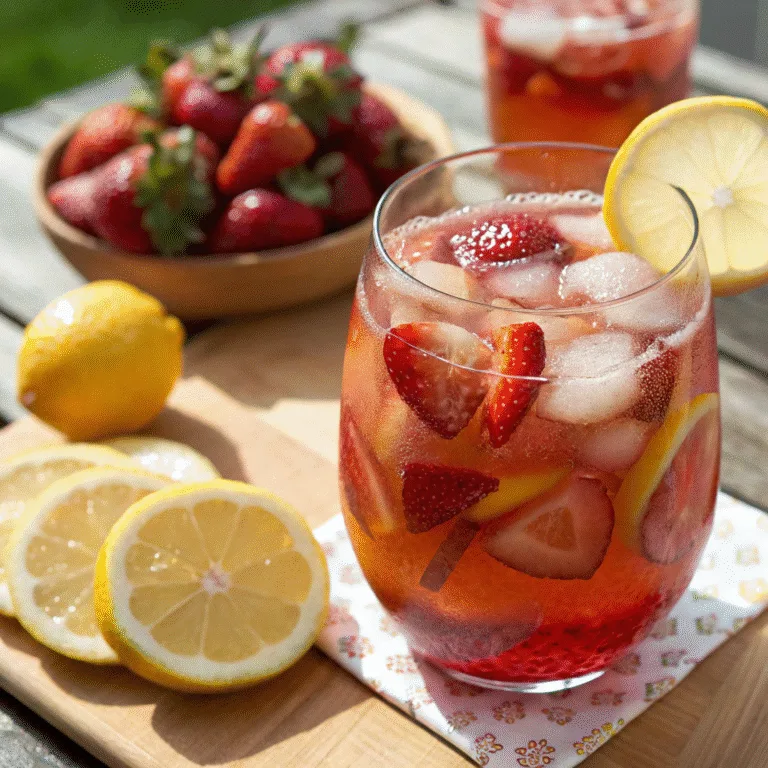 strawberry lemonade sangria with fresh mint and citrus