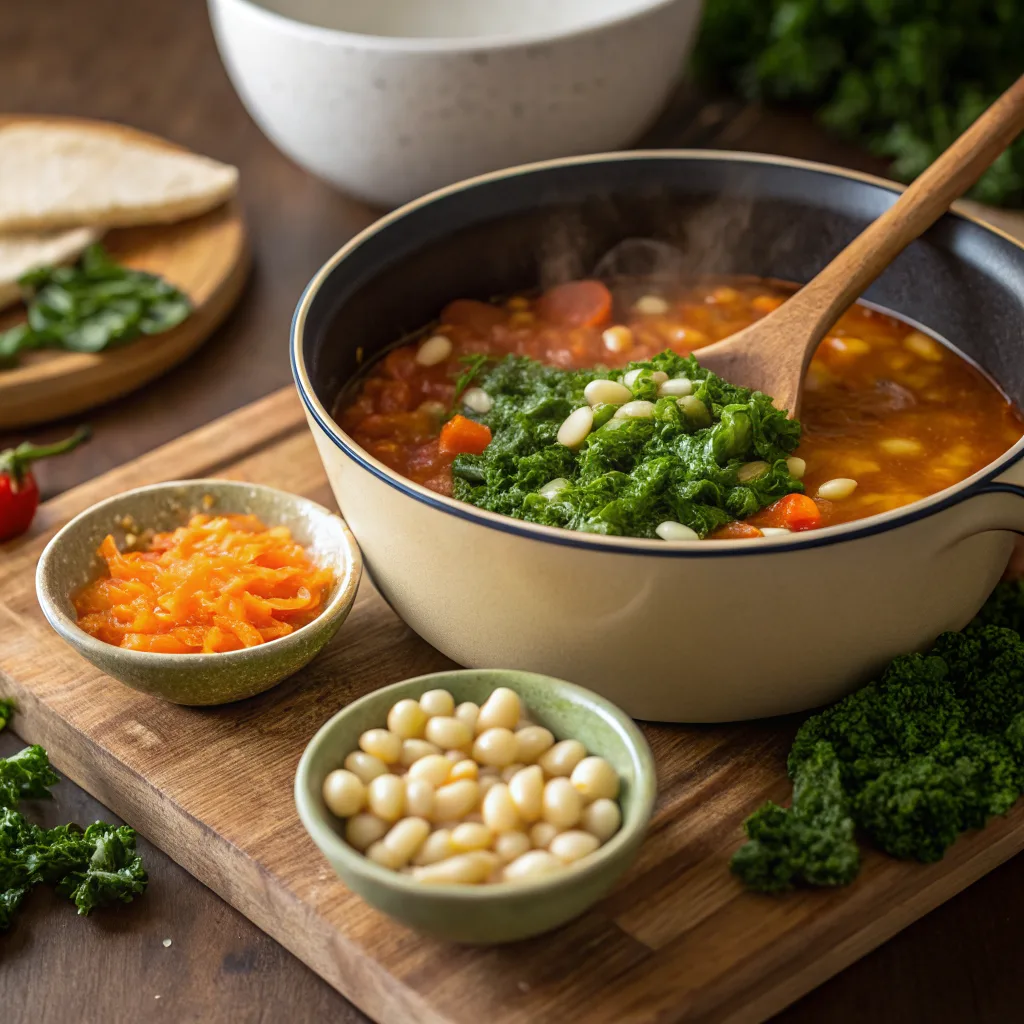 Tuscan White Bean Soup – Comforting, Flavor‑Packed and Nourishing Tuscan White Bean Soup Ingredients for Tuscan white bean soup on a prep board
