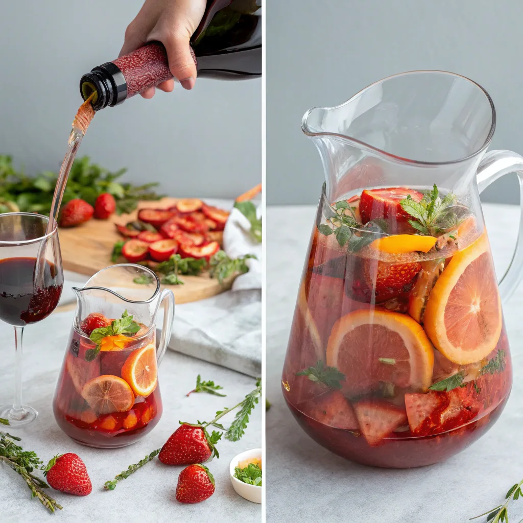 Making Strawberry Sangria at home step-by-step