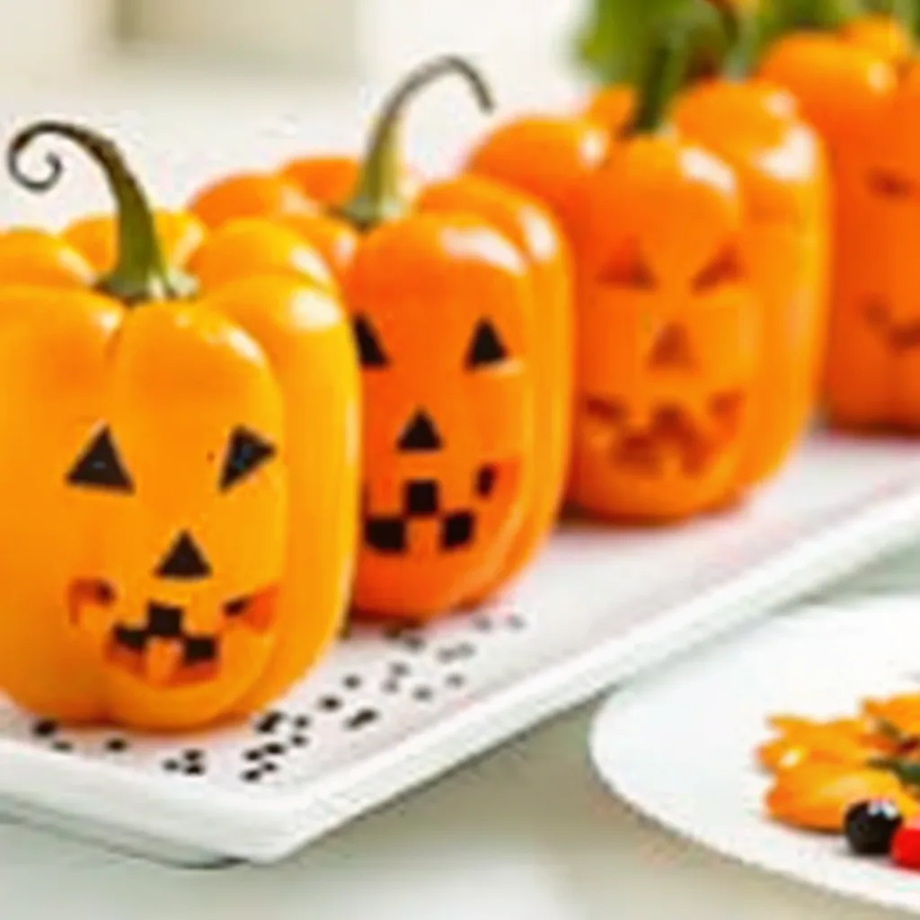 Shredded Chicken & Rice Stuffed Peppers (Halloween Style) image 4