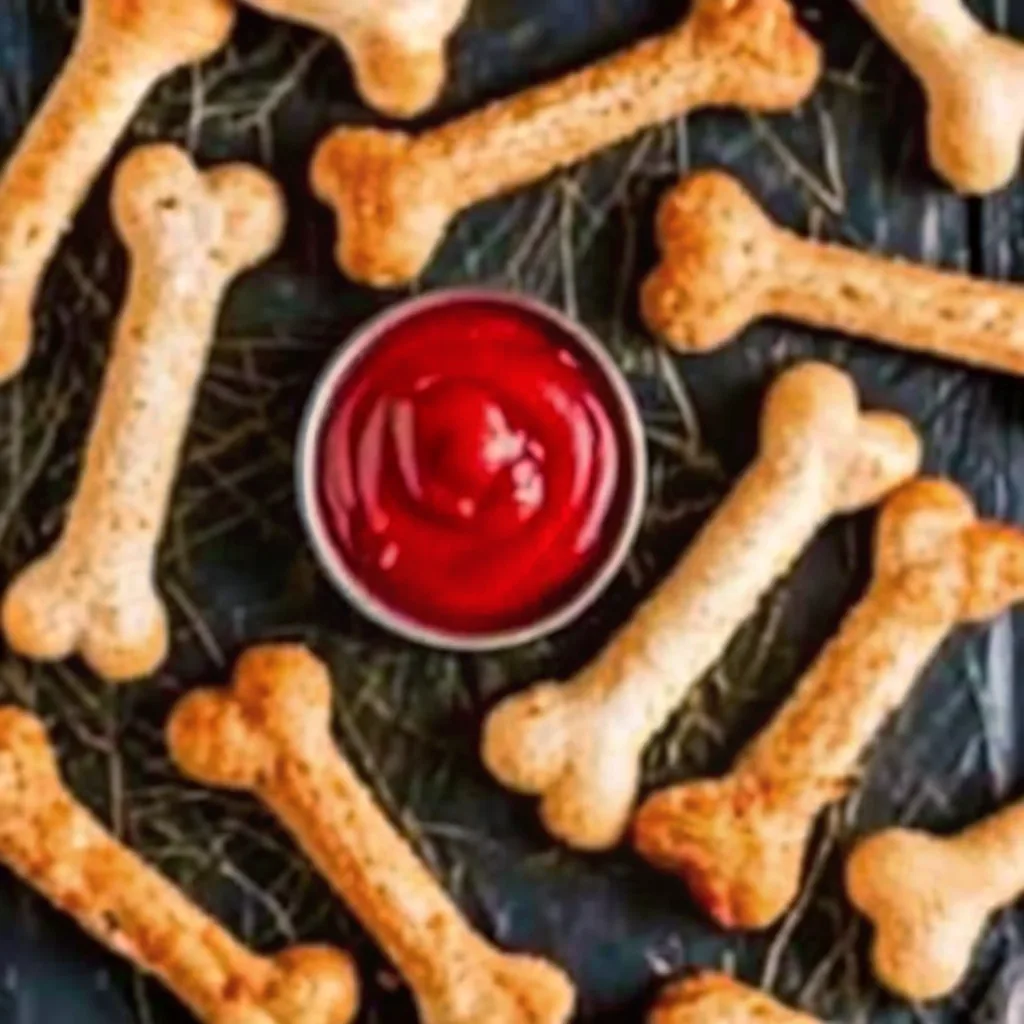 Halloween Breadstick Bones with Bloody Marinara