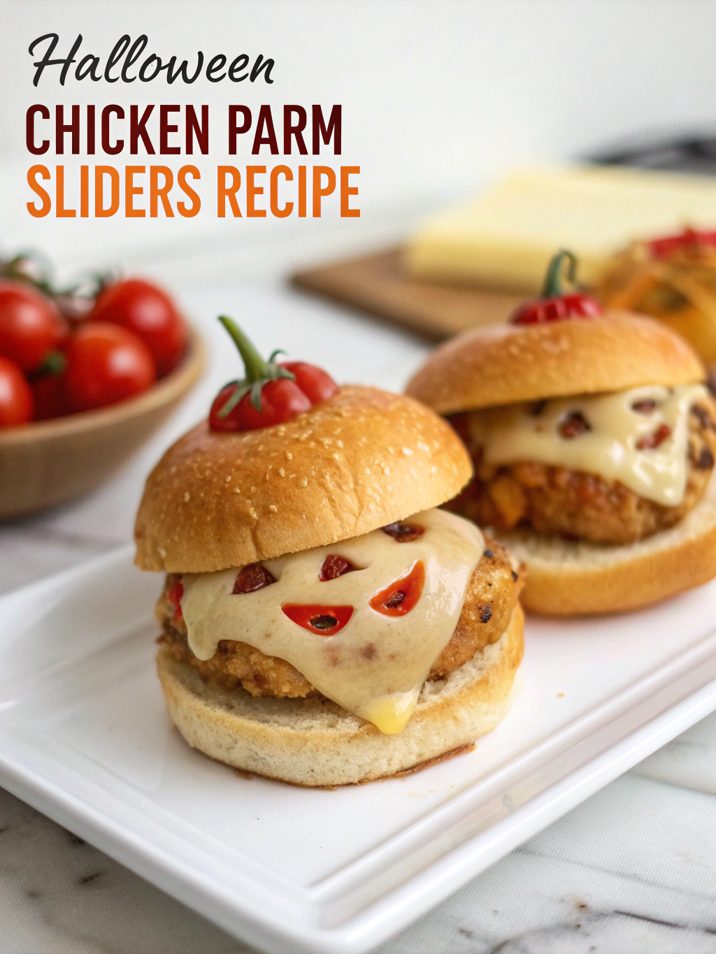 Halloween Chicken Parm Sliders
