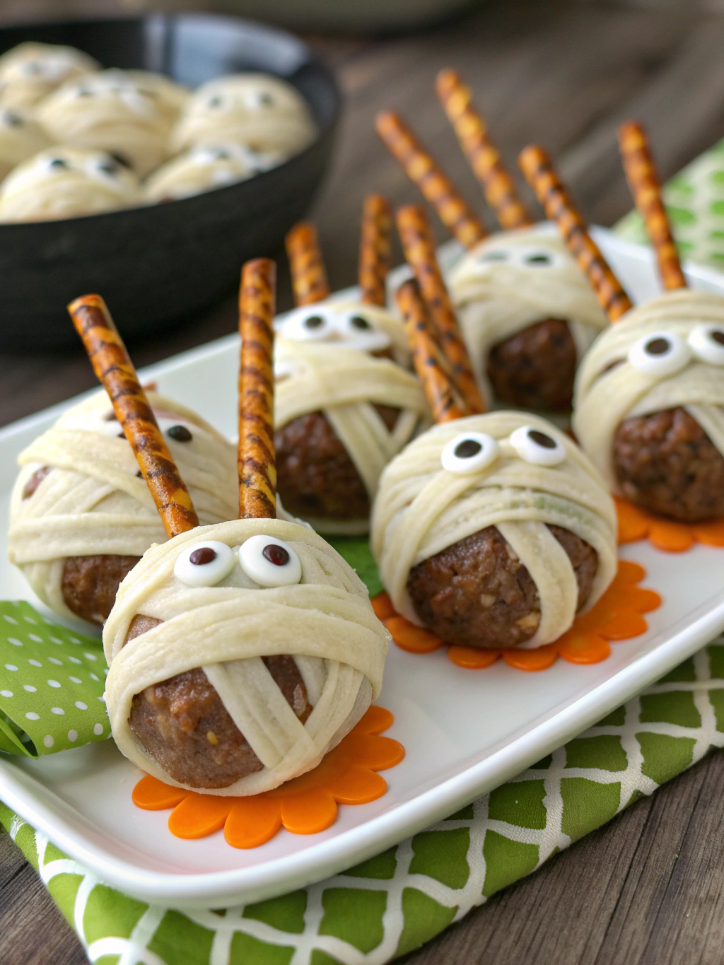 Quick & Easy Halloween Mummy Meatballs: Spooky Party Appetizers Kids Will Devour Halloween Mummy Meatballs Halloween Mummy Meatballs Recipe: Easy and Spooky Party Appetizeringredients
