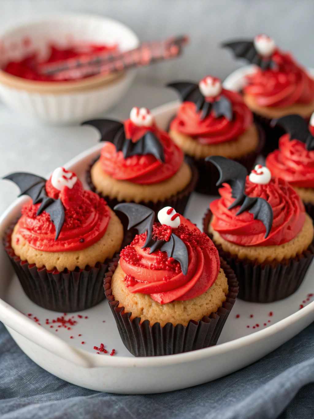 Halloween Vampire Bite Cupcakes