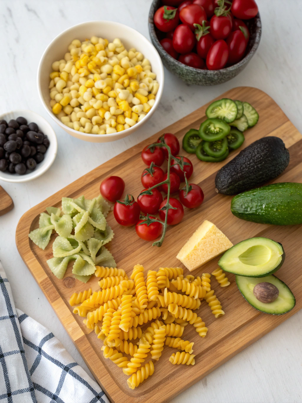 Healthy Street Corn Pasta Salad Ingredients