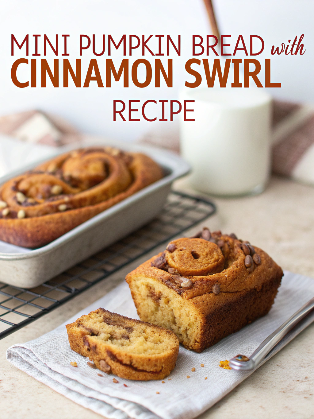 Mini Pumpkin Bread with Cinnamon Swirl
