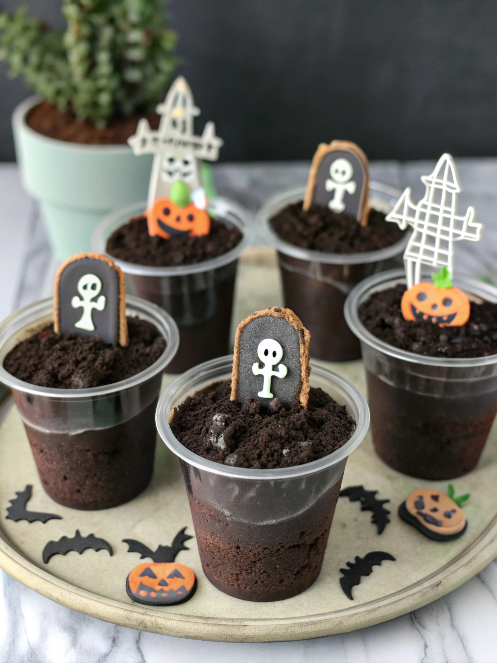 Spooky Graveyard Pudding Cups | Cute & Creepy Halloween Party Treats