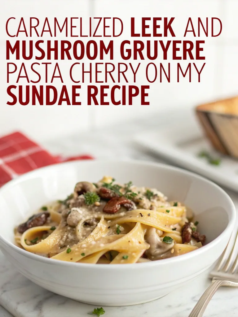Caramelized Leek and Mushroom Gruyere Pasta - Cherry on my Sundae
