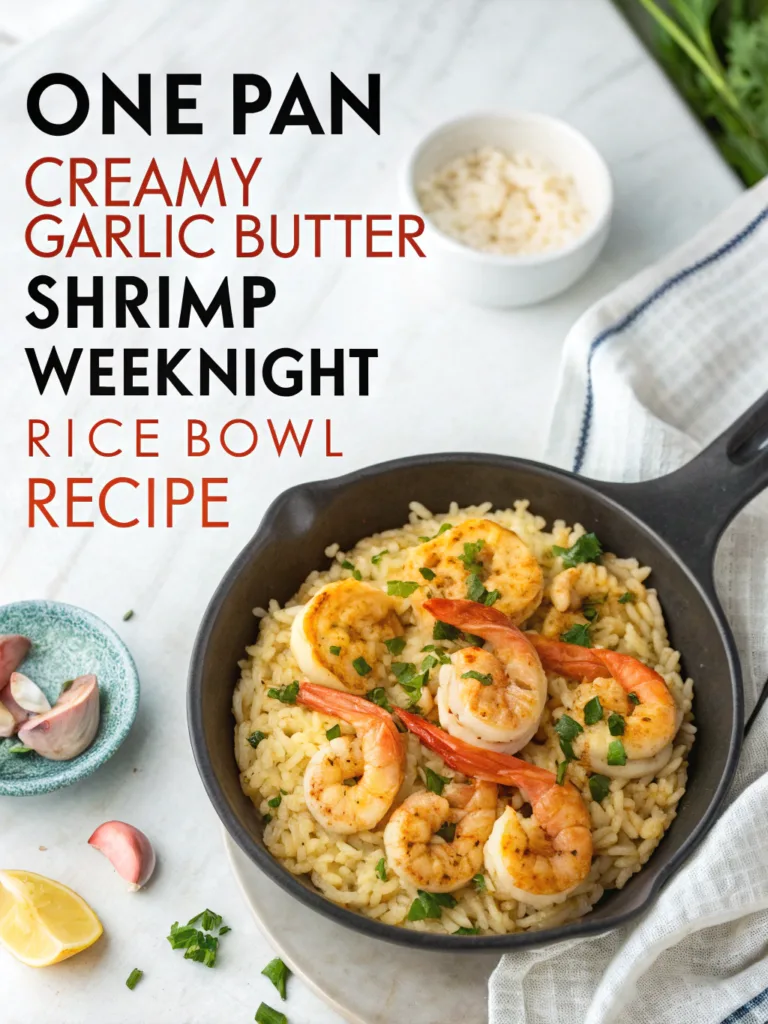 One Pan Creamy Garlic Butter Shrimp A Weeknight Rice Bowl