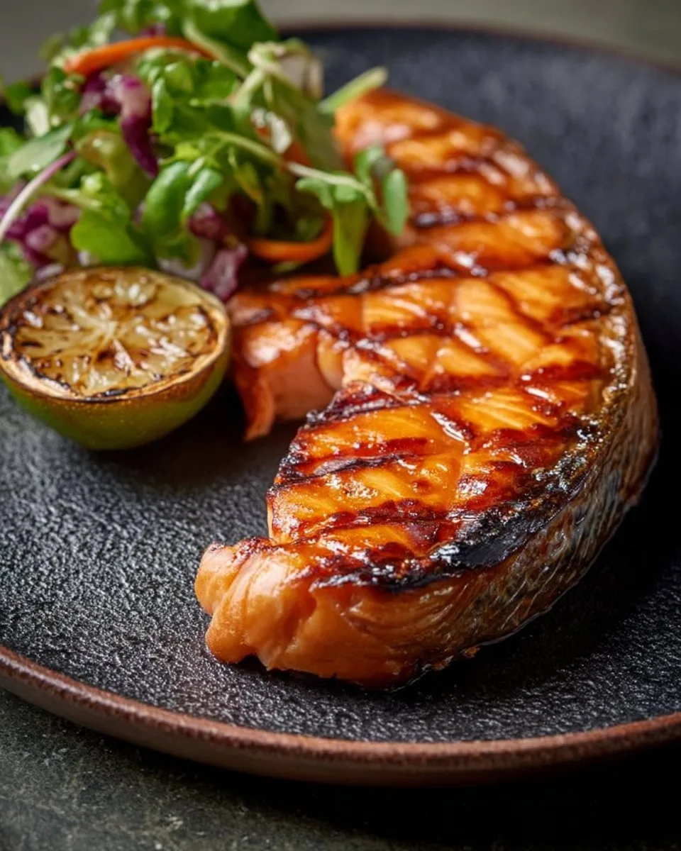 Grilled Salmon Steak with Sambal Salad