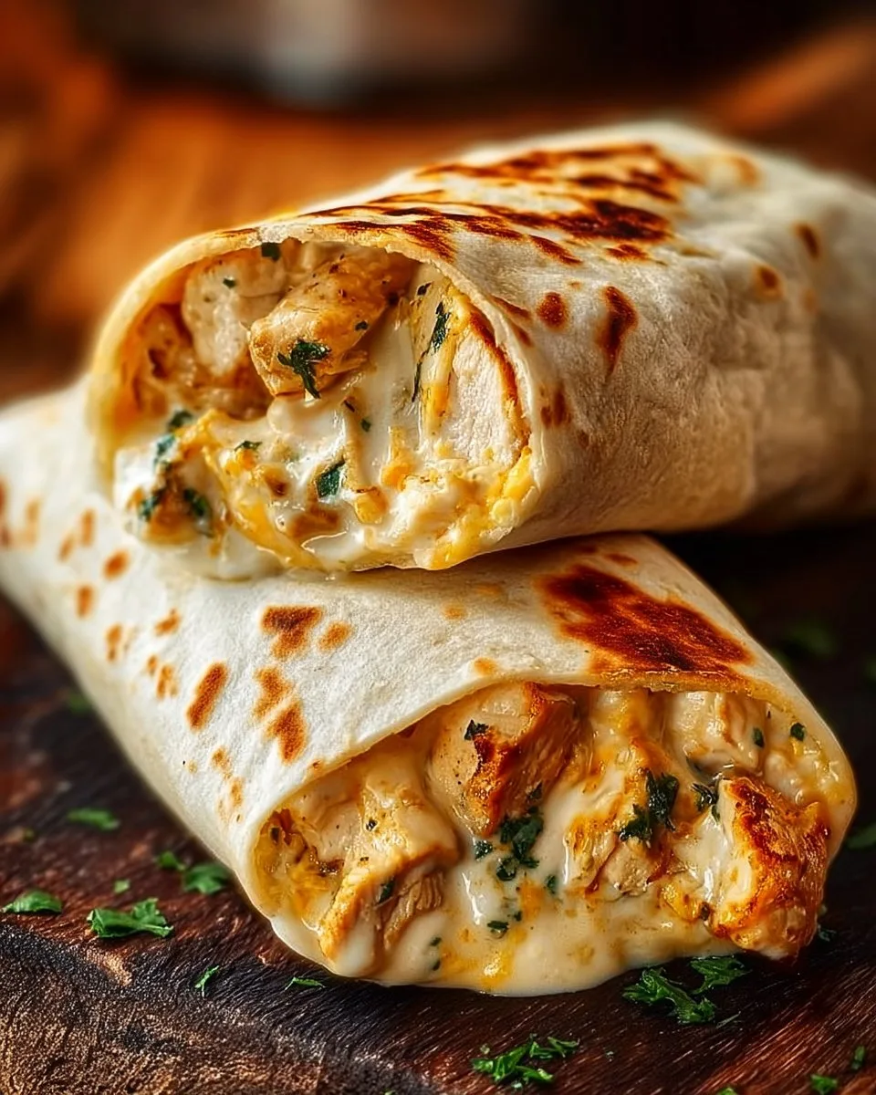 Cheesy Chicken Garlic Wraps