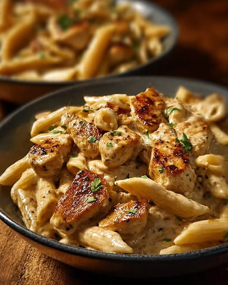 Delicious Cajun Chicken Pasta with spices, chicken, and creamy sauce