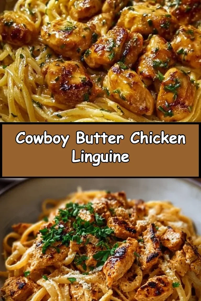 Cowboy Butter Chicken Linguine with creamy sauce and fresh ingredients
