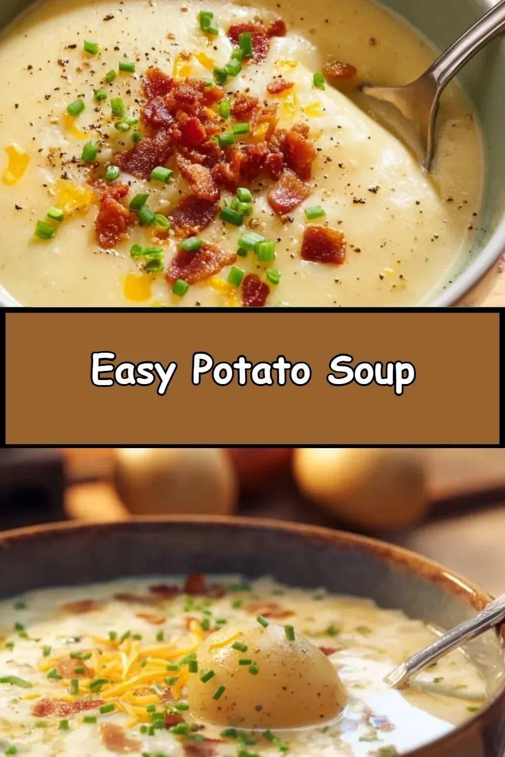 Bowl of easy potato soup garnished with herbs and spices