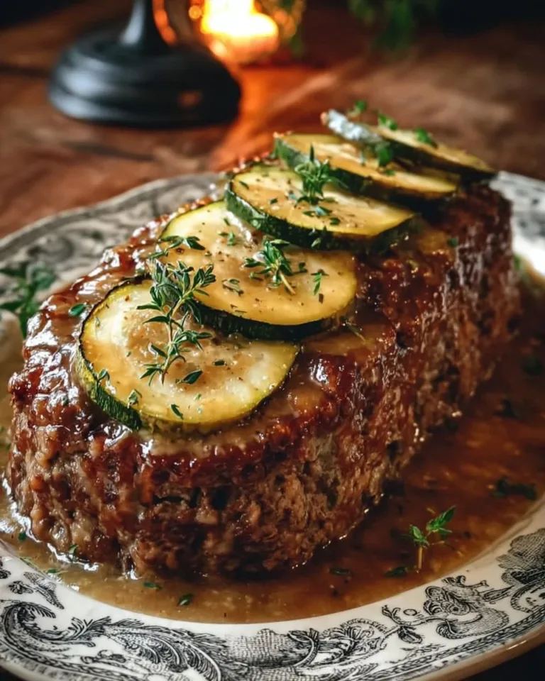 Delicious French onion meatloaf served with caramelized onions and cheese