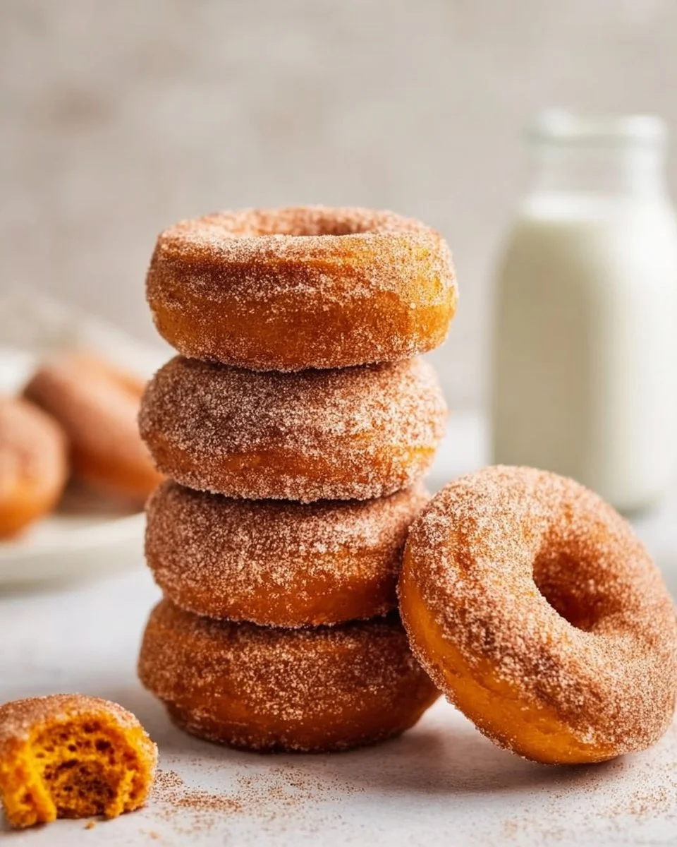 Gluten-free pumpkin donuts topped with cinnamon sugar