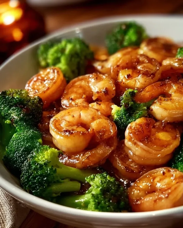 Delicious high-protein honey garlic shrimp served on a plate with herbs