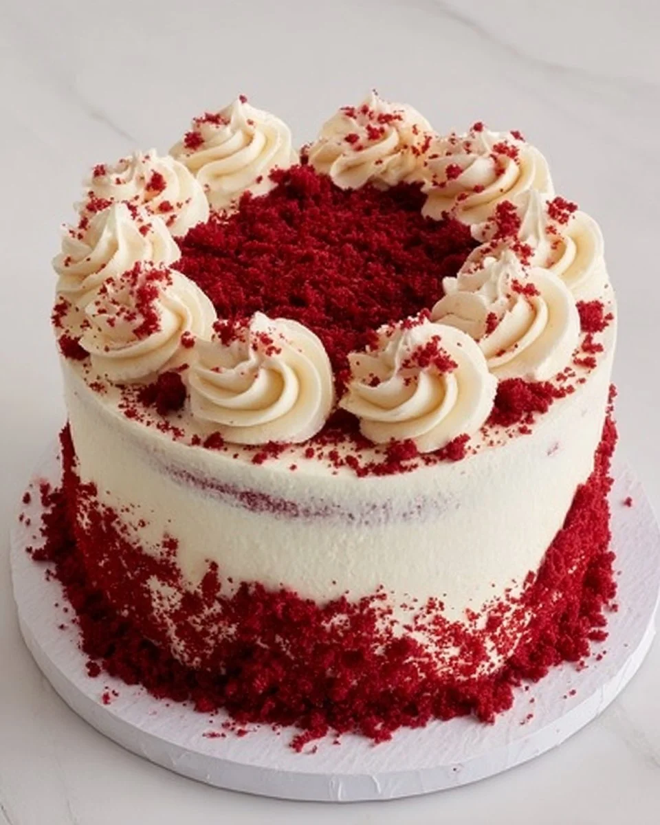 Delicious red velvet birthday cake with festive decorations
