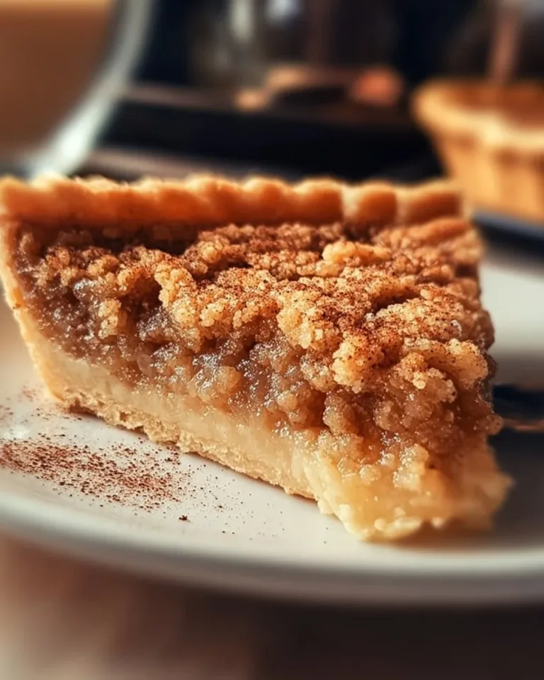 Slice of Kentucky Sawdust Pie with a rich, textured filling and golden crust.