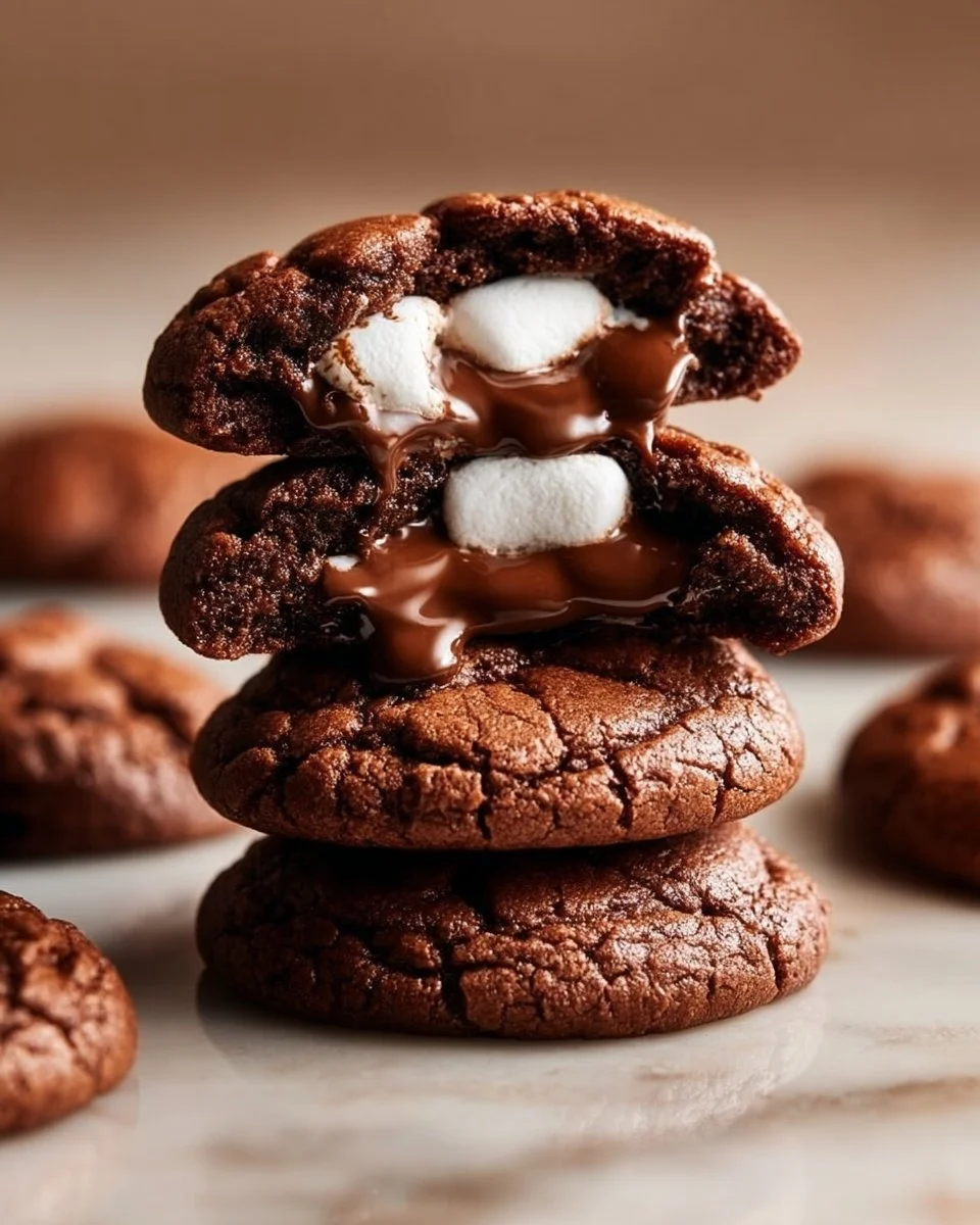 Delicious marshmallow hot cocoa surprise cookies fresh from the oven.
