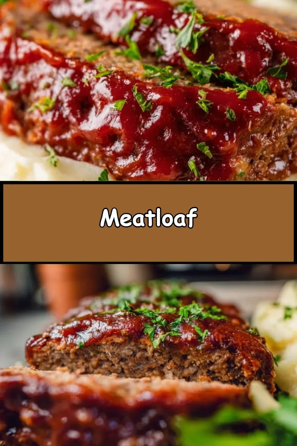 Delicious homemade meatloaf served with mashed potatoes and green beans