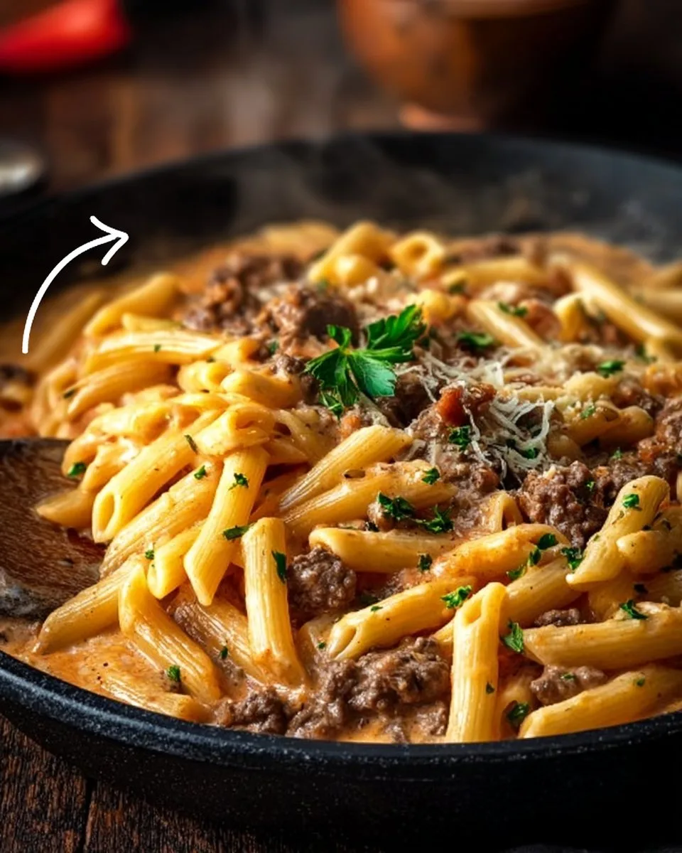 High Protein Creamy Beef Pasta