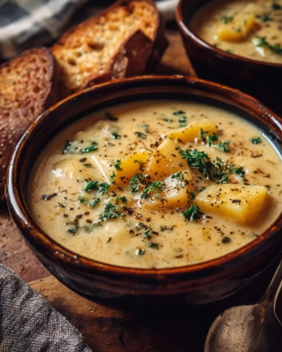 Hearty Cheddar Garlic Herb Potato Soup Recipe