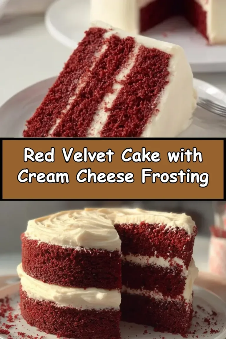 Slice of red velvet cake topped with creamy frosting