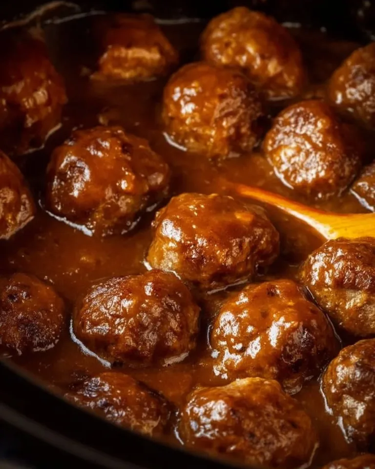 Slow Cooker Salisbury Steak Meatballs served with gravy over mashed potatoes