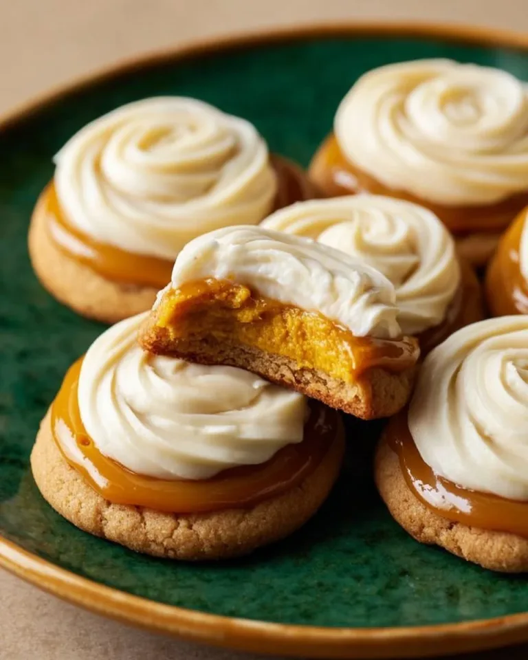 Delicious Thanksgiving pumpkin pie cookies topped with creamy frosting