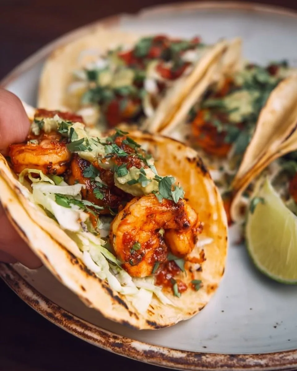 Cilantro Lime Shrimp Tacos with Creamy Slaw