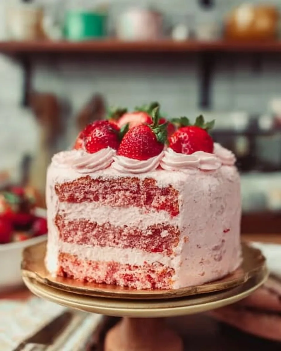 Homemade Strawberry Cake with Strawberry Frosting strawberry cake Homemade Strawberry Cake with Strawberry Frosting