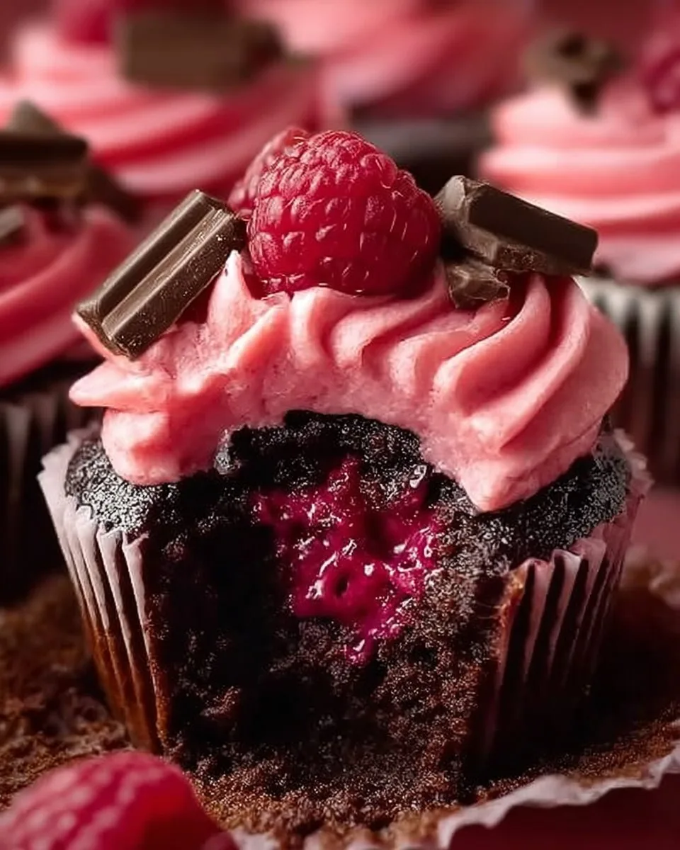 Molten Raspberry Chocolate Cupcakes