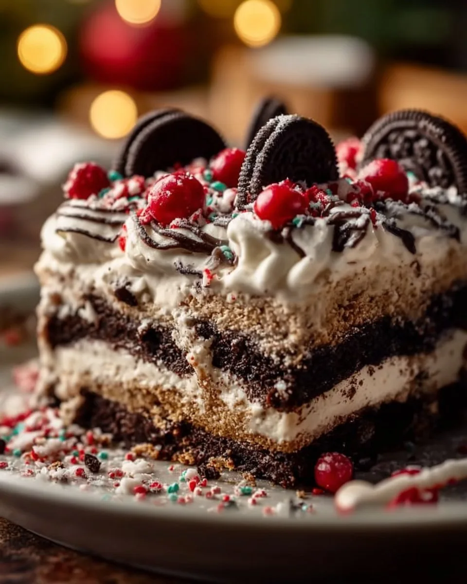 No Bake Christmas Oreo Lasagna