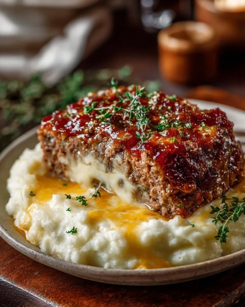 Meatloaf with Mashed Potatoes and Cheese Meatloaf Meatloaf with Mashed Potatoes and Cheese