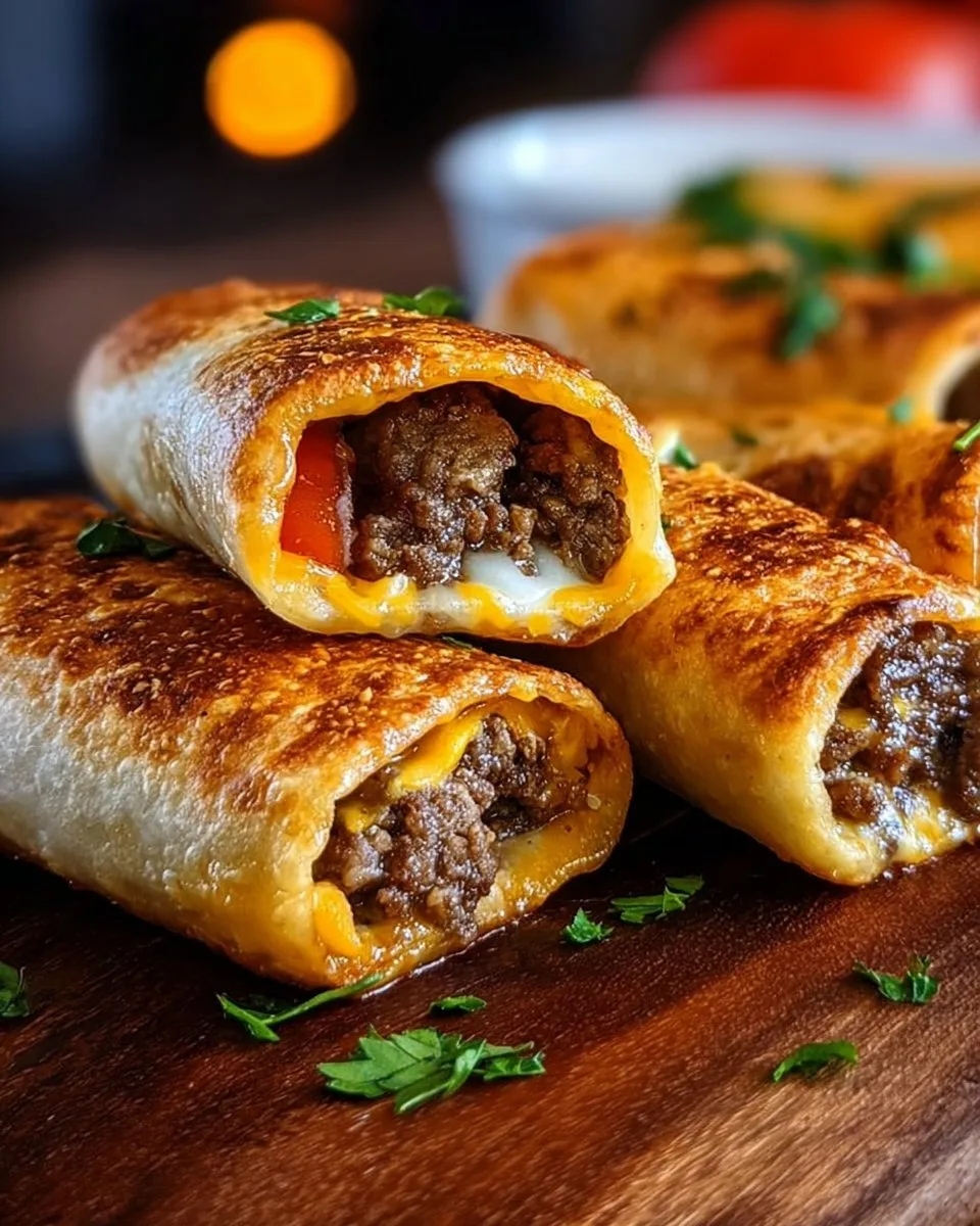 Garlic Butter Beef Cheeseburger Rollups