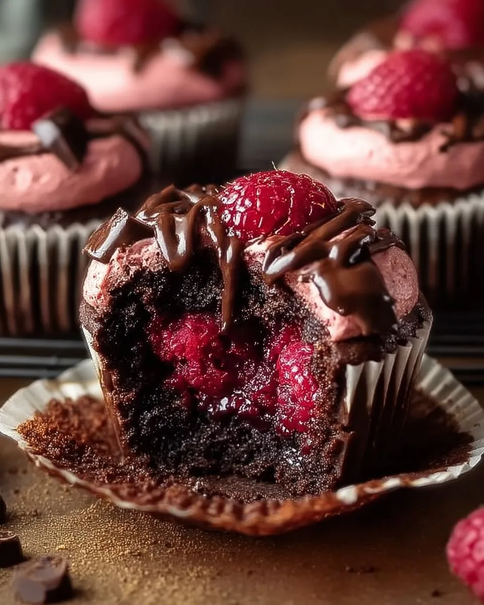 Molten Raspberry Chocolate Cupcakes