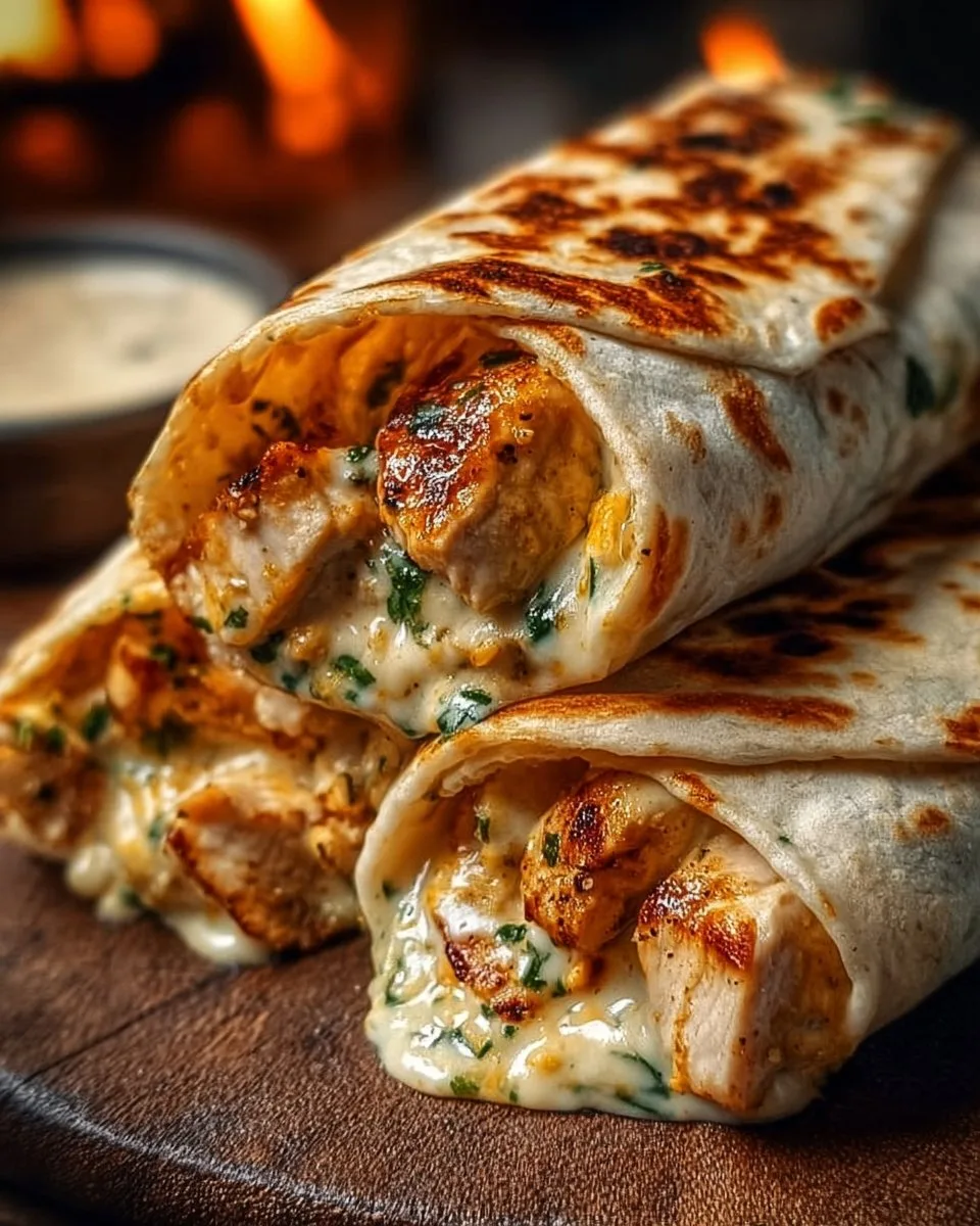 Cheesy Chicken Garlic Wraps