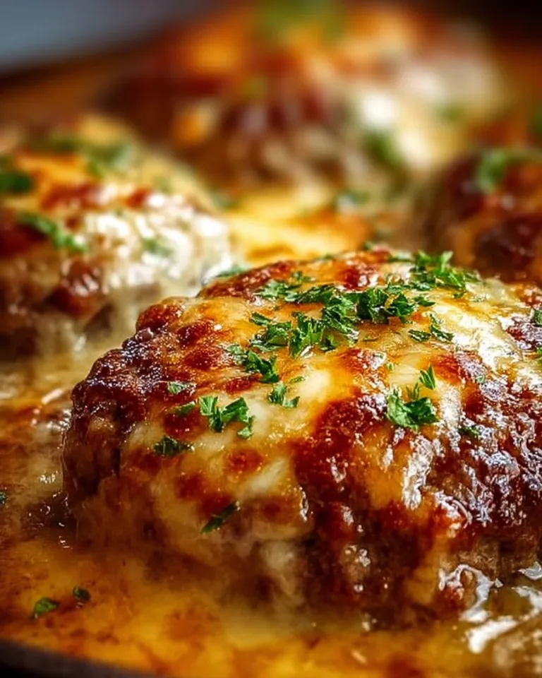 Amish Hamburger Steak Bake with juicy hamburger steak and savory toppings