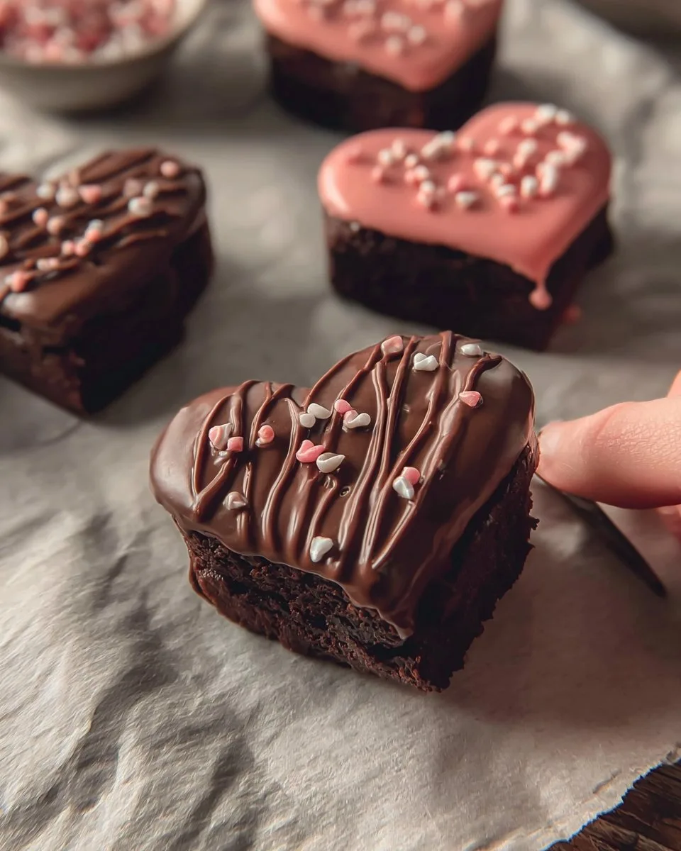 Chocolate Dipped Heart Brownies
