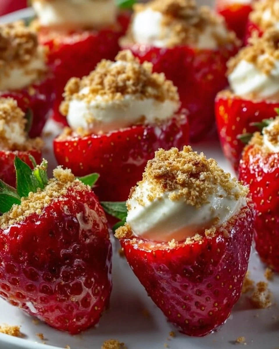 Delicious cheesecake topped with fresh strawberries and creamy filling
