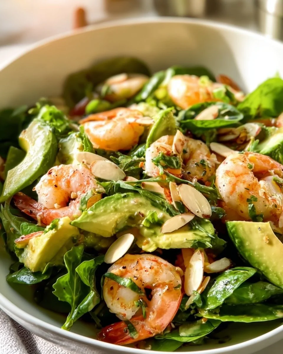 Citrus Shrimp Salad with Avocado served in a bowl