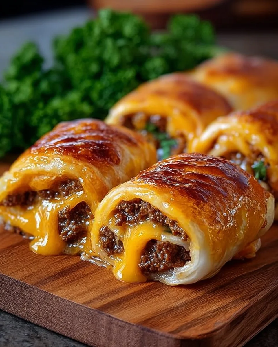 Garlic Butter Beef Cheeseburger Rollups