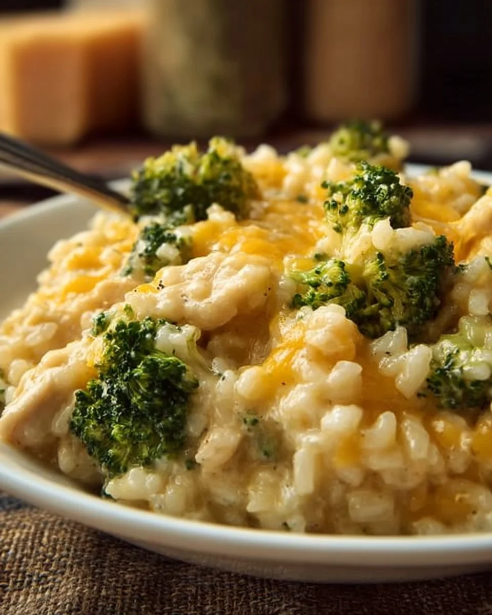 Easy Crockpot Cheesy Chicken Broccoli Rice dish