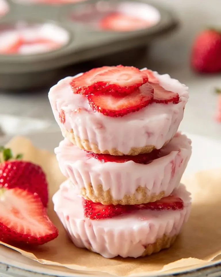 Frozen strawberry yogurt bites served in a bowl, a healthy snack option.